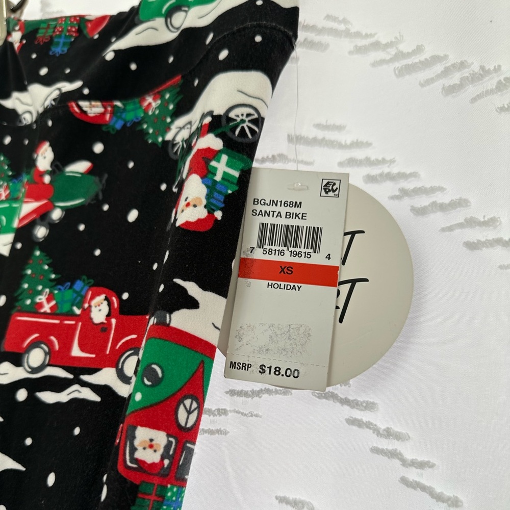 Holiday-Themed Women's Leggings - Black with Red and Green - Picture 2 of 3